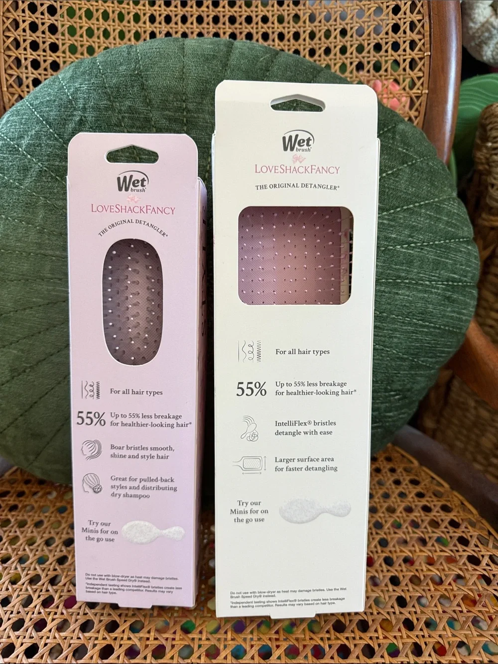NIP LoveShackFancy Wet Brush Cottage Floral Style & Detangle Brush Set